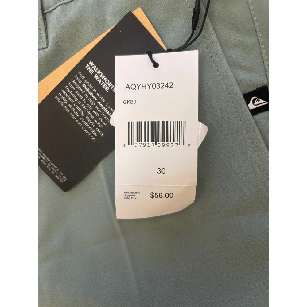 Quiksilver Union Chinois Green Amphibian Shorts Men's Stretch Board Shorts 30x20